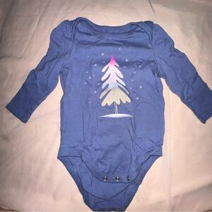 GAP Blue Long Sleeve Bodysuit One Piece with Tree Design